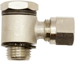Riegler Schwenkbare Winkel-Verschraubung aus Messing, G 1/4 a., Rohr-Außen-Ø 8 mm, Farbe: Silber - Bild 1