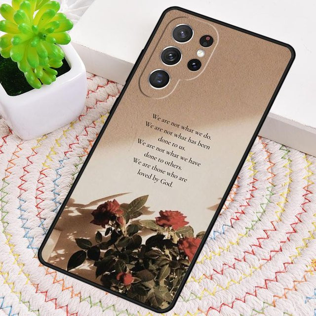 Stoßfeste Handyhülle mit Bibelvers und christlichem Spruch für Samsung Galaxy Modelle in Beige - Bild 1