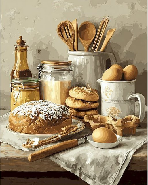 GATYZTORY Malen nach Zahlen, Brot-Landschaft, Leinwand, Lebensmittel-Sets - Bild 1