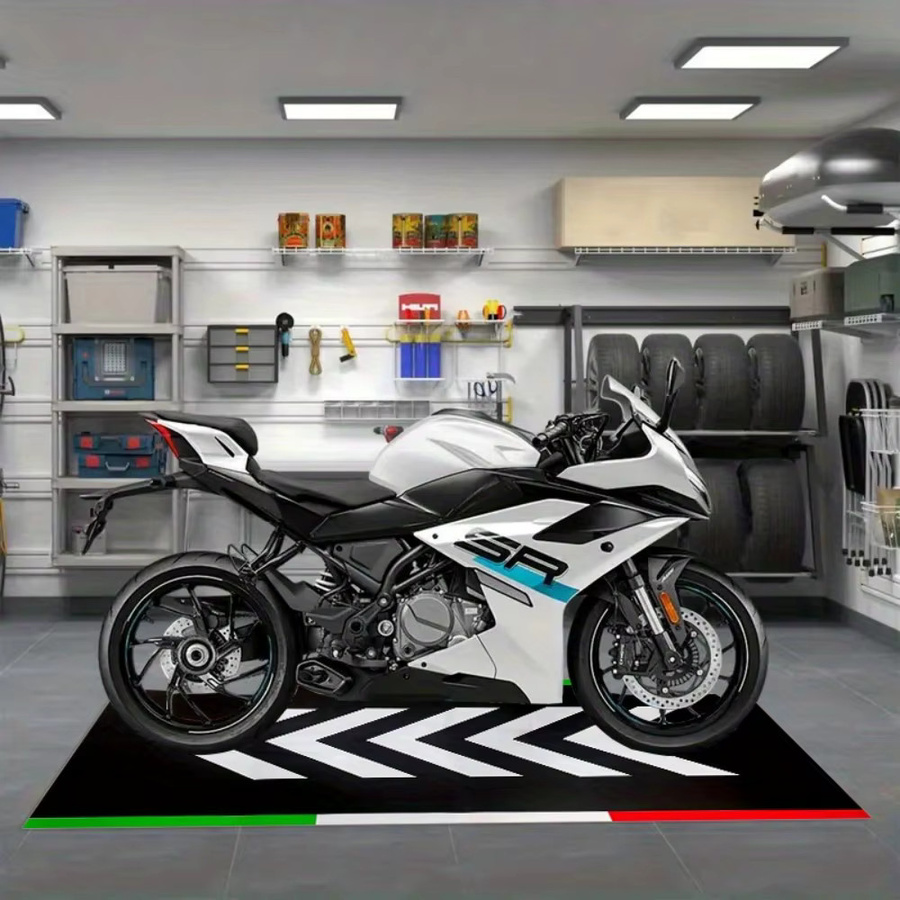 VIKAMA Motorradmatte Italienische Flagge Chevron im Retro-Stil aus Kristall-Samt, rutschfest, multicolour - Bild 5