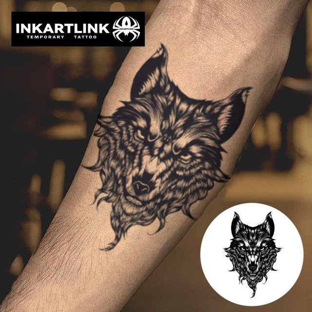 INKARTLINK Wolfskopf-Tattoo-Patch, temporäre Arm-Dekoration - Bild 1