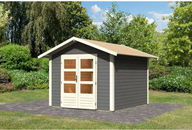 Karibu Holz-Gartenhaus Tyka mit Satteldach in Terragrau, B/T: 270 x 270 cm - Bild 1