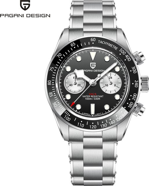 PAGANI DESIGN Chronograph, Quarz, Edelstahl, Schwarz, Herren - Bild 1