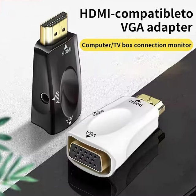 Mrgabwte HDMI zu VGA Kabelkonverter in Schwarz mit 3,5-mm-Klinkenstecker für Audio und HD 1080P - Bild 1