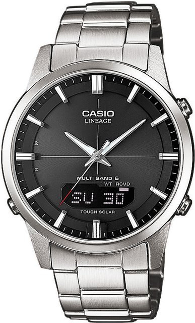 CASIO Armbanduhr, Solar, Edelstahl, Schwarz, 40 mm, Herren - Bild 1