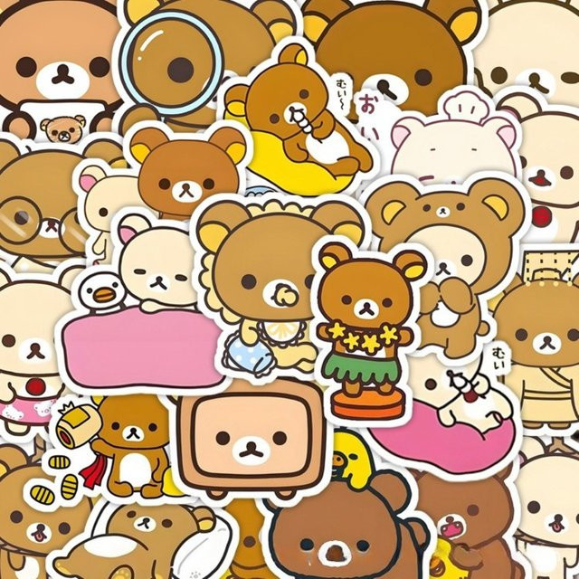 TAKARA TOMY Rilakkuma Bären-Aufkleber, 100-teiliges Set, multicolour - Bild 1