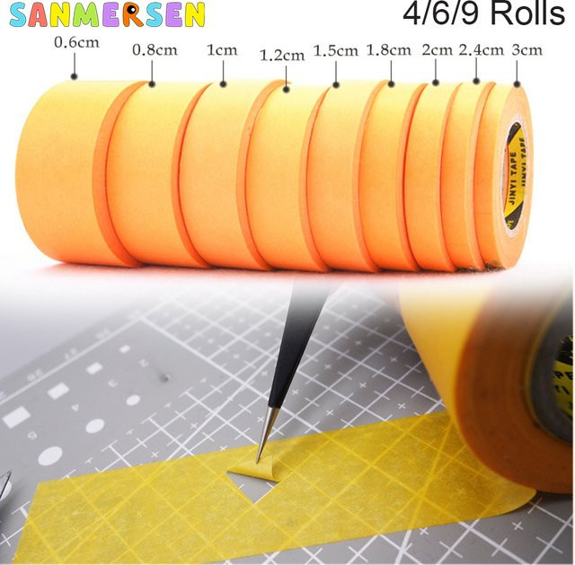 SANMERSEN Abdeckband für Präzisionsmodellbau und DIY, Gelb, verschiedene Breiten von 6 mm bis 30 mm - Bild 1