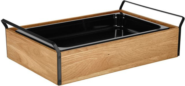VEGA Buffet-Kühltablett Esino GN 1/1 aus Melamin in Eiche/Schwarz, B: 38,6 cm, T: 61,9 cm, H: 16,9 cm - Bild 1