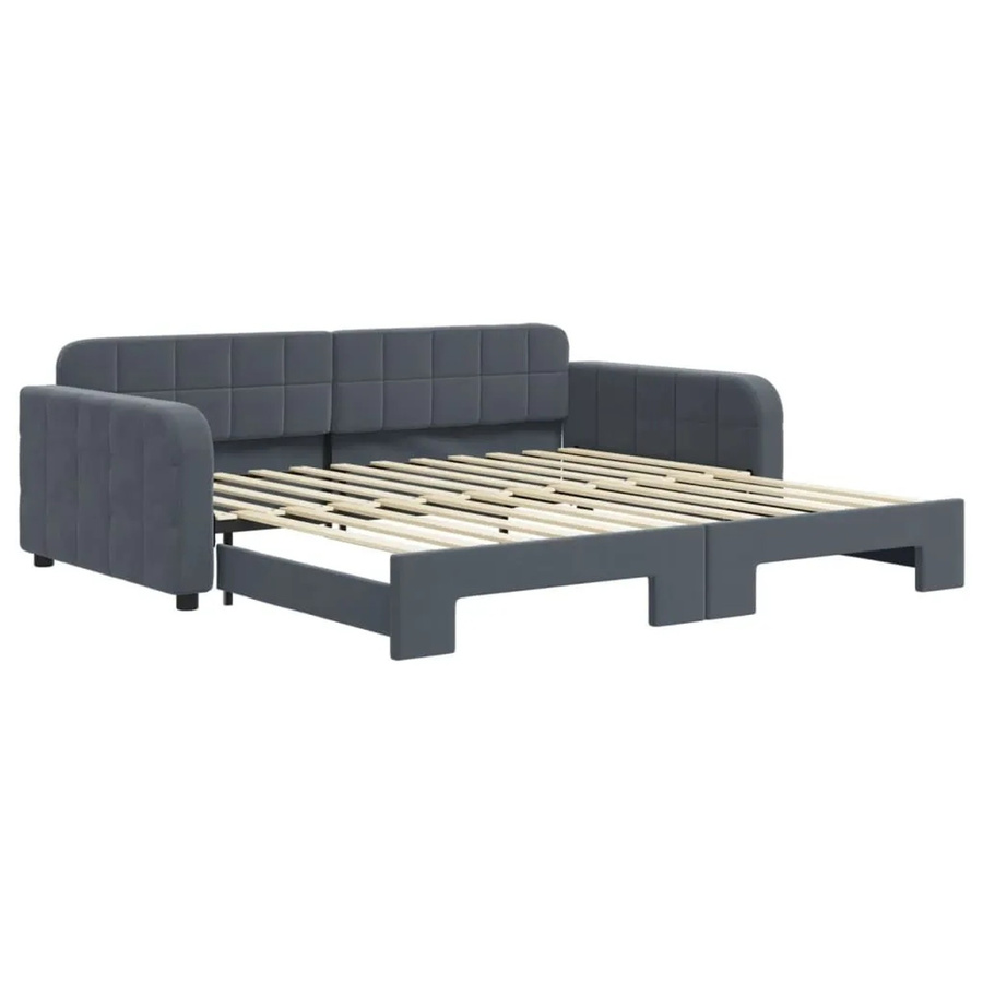 vidaXL Ausziehbares Tagesbett aus Samt in Dunkelgrau mit Schlaffunktion, Breite: 100–120 cm, Länge: 200 cm - Bild 2