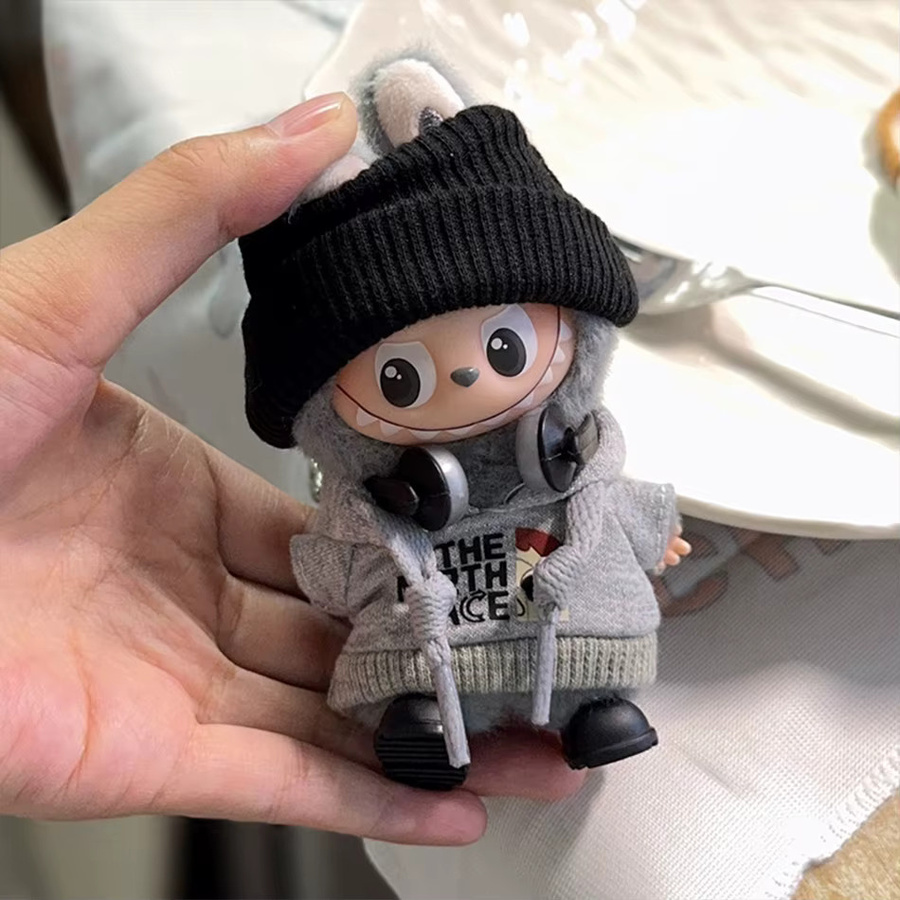 EVANOVM Labubu Plüsch Puppe Kleidung Mode Hoodie Hosen Set, Zubehör - Bild 3