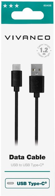 Vivanco USB Type-C Daten- und Ladekabel Schwarz, Länge: 1,2 m - Bild 1