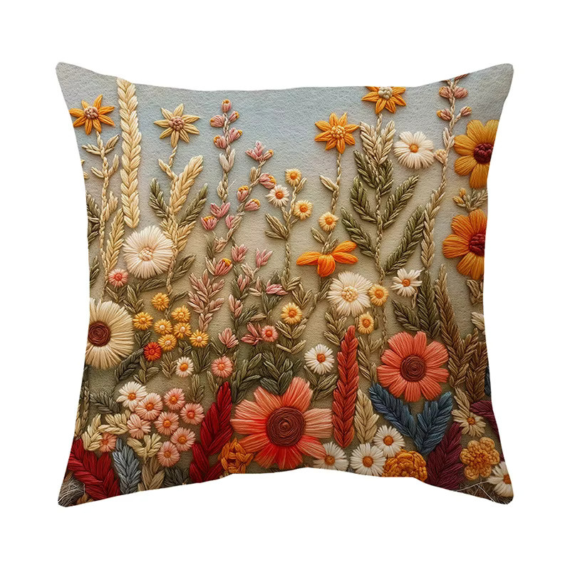 VIKAMA Kissenbezug Vintage Floral im Boho-Design, Mehrfarbig, B/B: 30 x 30 cm - Bild 2