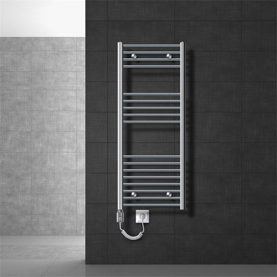 LuxeBath Badheizkörper Elektrisch Sahara mit Heizstab 900W, Farbe: Chrome, B/H: 50 x 120 cm, gebogen mit Seitenanschluss - Bild 1