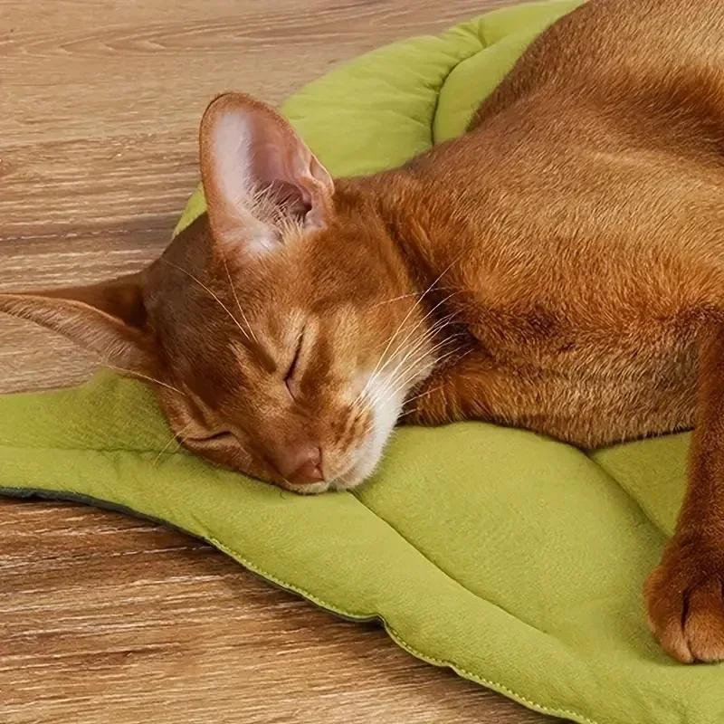 Waschbare Katzenbettmatte in Blattform aus 100% Baumwolle, rutschfeste Haustierdecke für Hunde und Katzen von Household supplies MH - Bild 2
