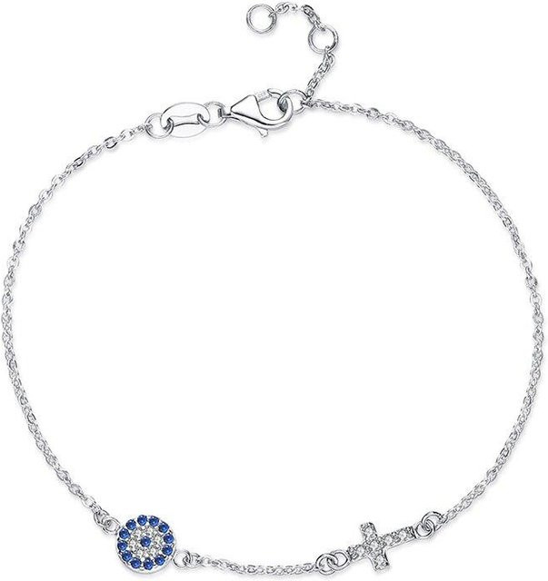 Armband Allbestart, 925 Silber, Blaues Böses Auge, Zirkonia, Damen - Bild 1