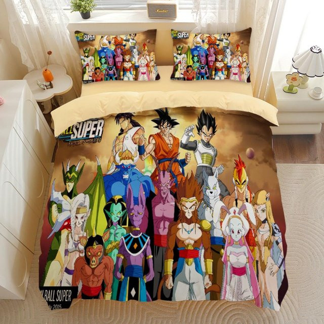 Dragon Ball Bettwäsche-Set mit Goku Super Saiyan Motiv von Binchi Fitness, 3-teilig, Mehrfarbig, B/H: 240 x 220 cm - Bild 1
