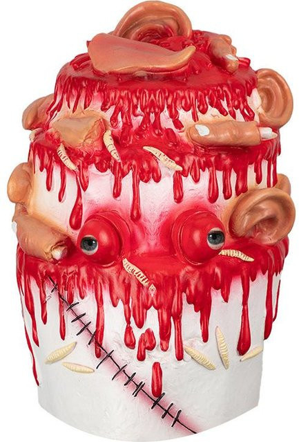 Kuchenförmige Latexmaske, Scherzartikel, rot, One size fits all adults - Bild 1