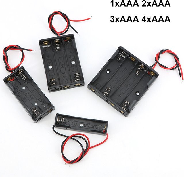 Gakaki AAA Batteriefach Set in Schwarz mit 1, 2, 3 oder 4 Slots für 1,5V bis 6V - Bild 1