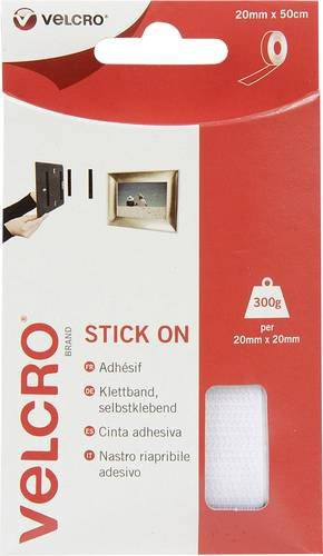 VELCRO Klettband selbstklebend Haken und Flausch Weiß Breite: 2 cm, Länge: 50 cm - Bild 1