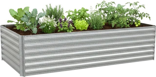 Relaxdays Hochbeet aus verzinktem Eisen in Silber, B/T/H: 240 x 57 x 60 cm - Bild 1