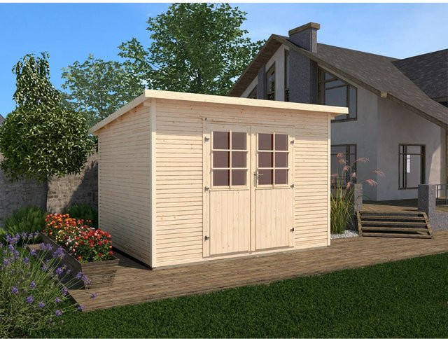 WEKA Gartenhaus 219 Gr. 2 aus Massivholz mit Pultdach, Farbe: natur/beige, B/H/T: 320 x 218 x 240 cm - Bild 1