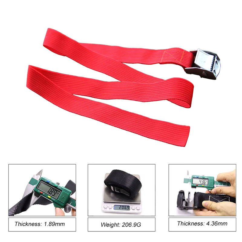 YESPLEASE Zurrgurt mit Ratsche und Cam-Schnalle für Auto und Motor, 5 m Länge, Breite: 25 mm, Farben: grün und mehrfarbig - Bild 5