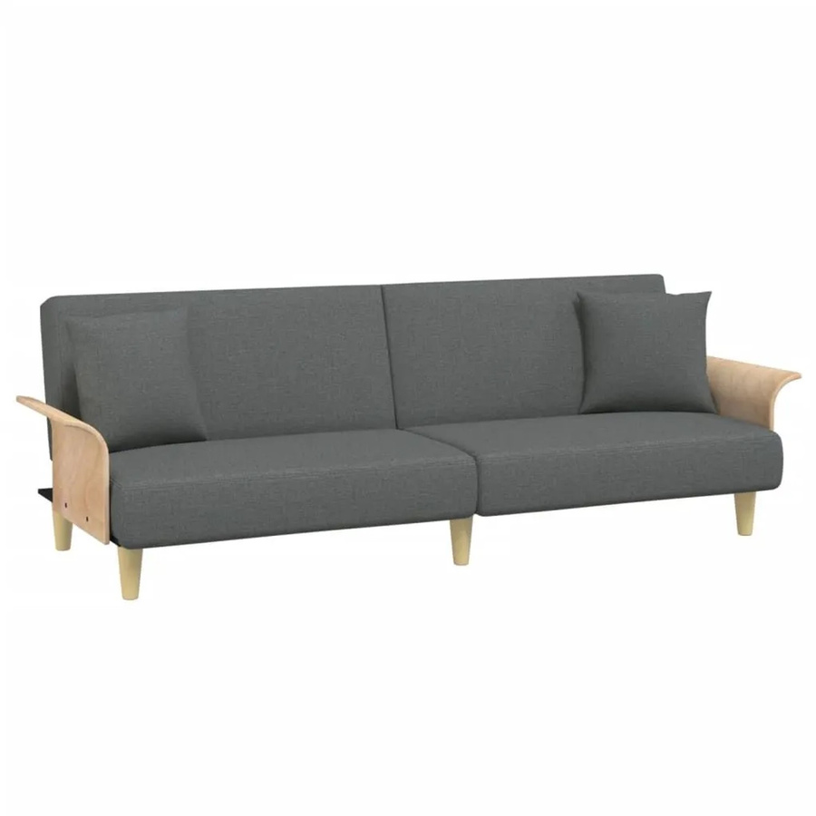vidaXL Schlafsofa Click-Clack mit Armlehnen in Dunkelgrau aus Stoff mit Massivholzrahmen B/T/H: 224 x 89 x 70 cm - Bild 2