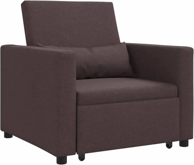 vidaXL Einzel-Schlafsofa mit Rädern in Dunkelbraun, Stoff, B/T/H: 90 x 165 x 87 cm - Bild 1