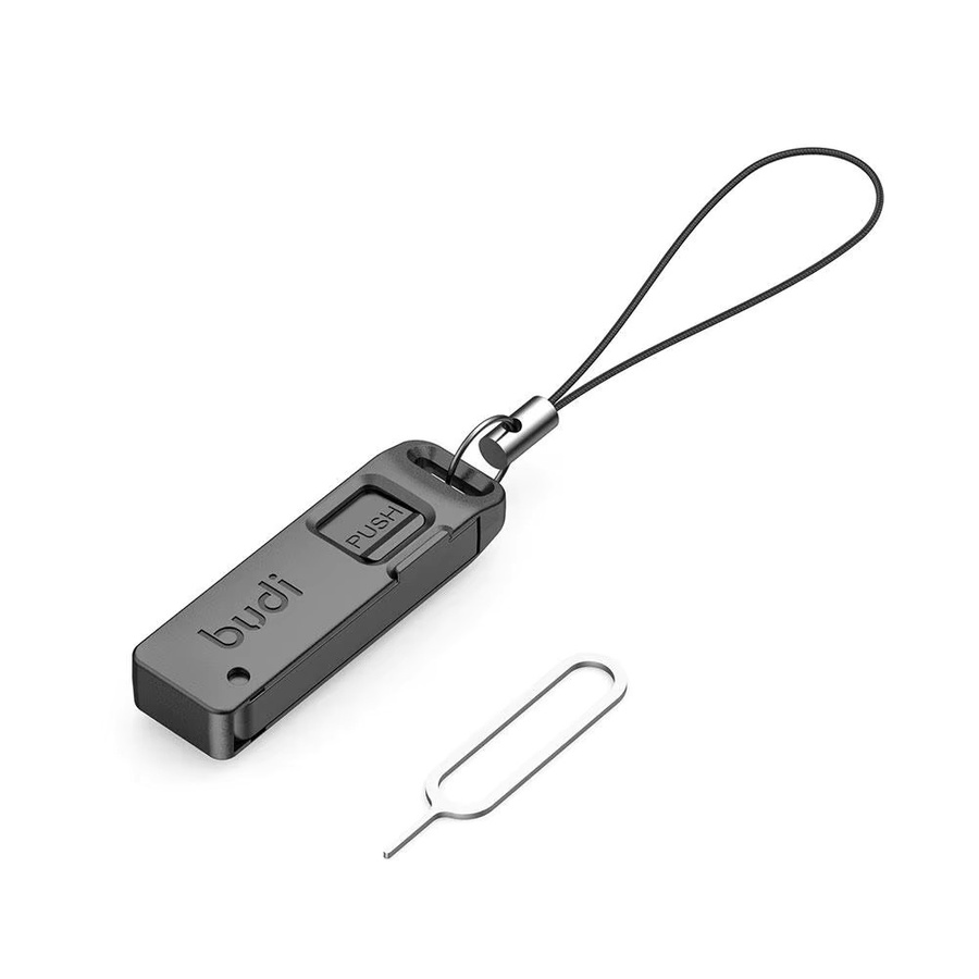 BUDI SIM-Karten Auswurf-Pin mit Aufbewahrungsbox und Schlüsselring in Schwarz - Bild 4