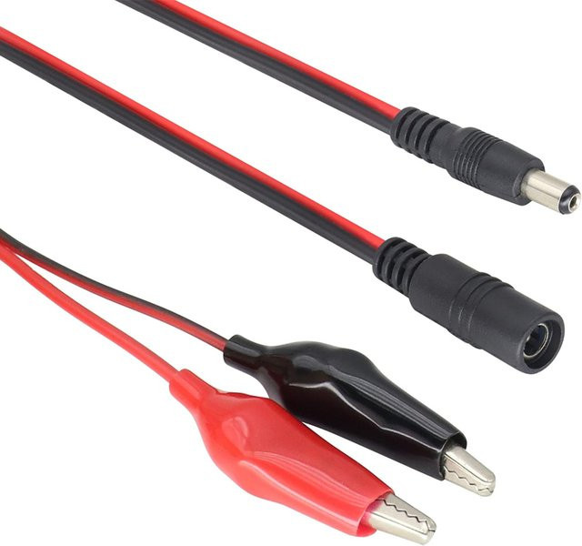 AOKIN DC-Stecker auf Klemmadapter Testkabel mit Doppel-Krokodilklemmen, DC 5,5 mm x 2,1 mm auf Krokodilklemmen-Adapter für 12V DC - Bild 1