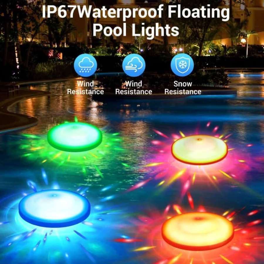 2er Set Ouelico Schwimmende Schwimmbadbeleuchtung mit 7 dynamischen Farbwechseln in Multicolor - Bild 5