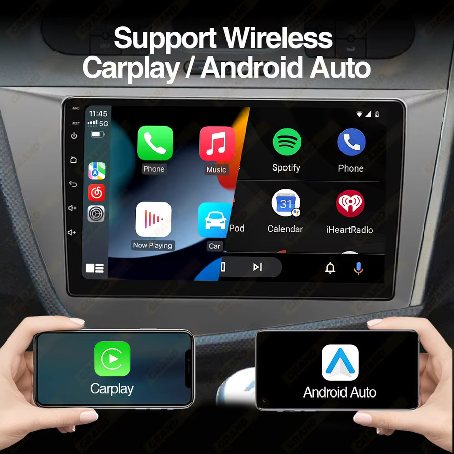 Grandnavi Android 14 Auto Radio für Seat Leon 2 MK2 2005-2012, 9 Zoll 2Din Stereo Kopf Einheit mit Wireless Carplay, Android Auto, GPS und WIFI in Schwarz - Bild 3