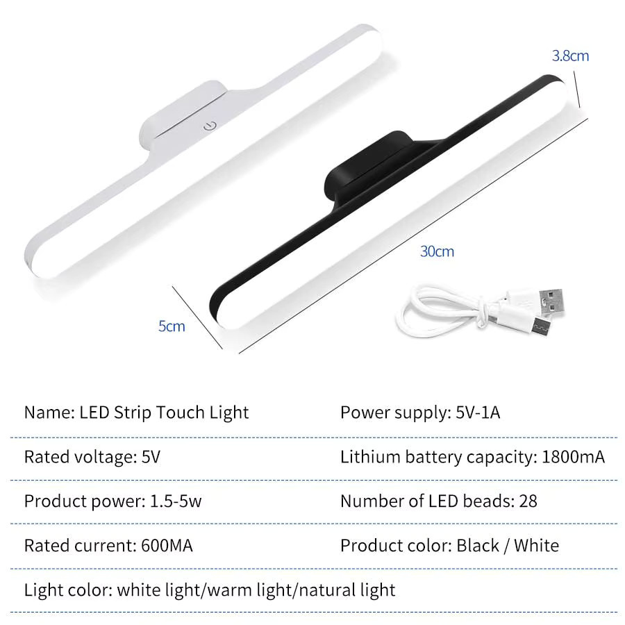 GGBEE LED-Tischlampe Weiß, magnetische Schrankbeleuchtung mit Touch-Schalter und USB-Wiederaufladung - Bild 5