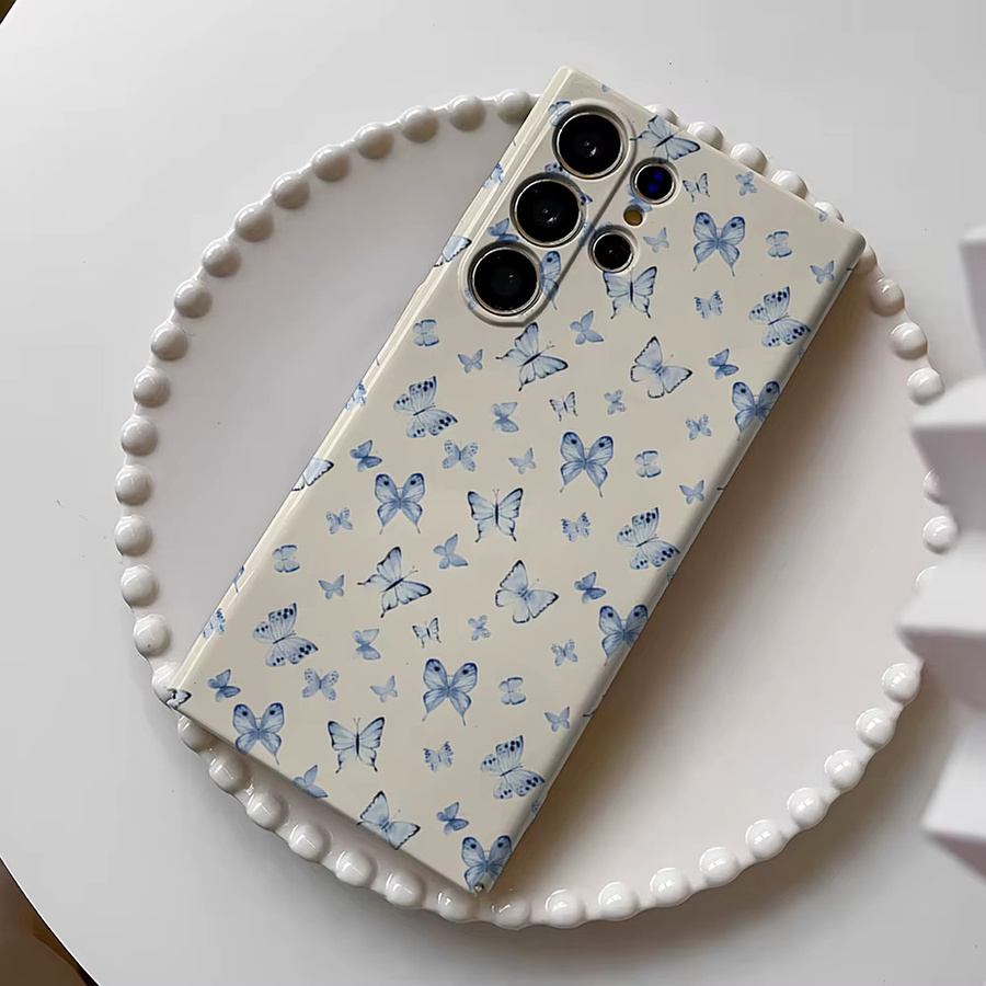 Stoßfeste Doppelschicht Handyhülle mit blauem Schmetterlings-Design für Samsung Galaxy S26 S25 S24 S23 Ultra Plus - Bild 2
