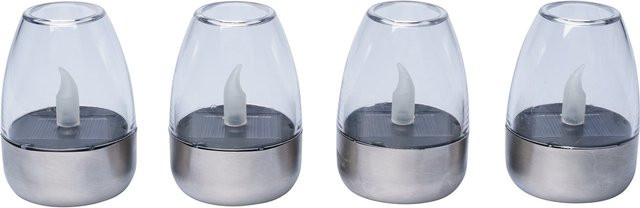 viva domo Solar-LED-Windlicht Design in Silber, 4 Stück - Bild 1
