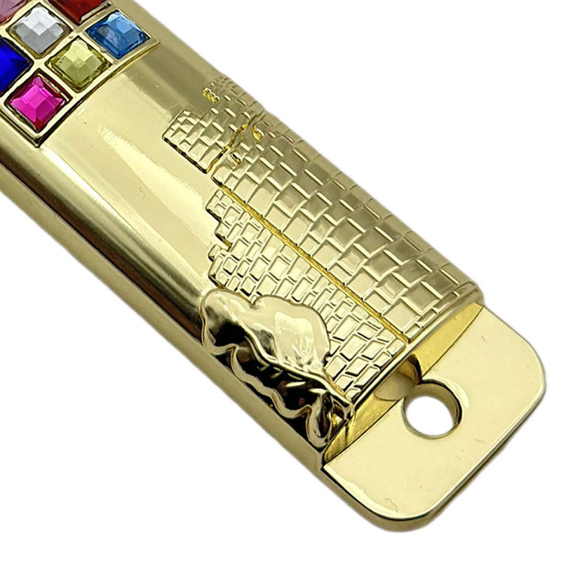 Homyl Mezuzah Wandkunst aus Metall in Gold, geometrisches Design, Rechteckig, Höhe: 10,6 cm - Bild 3