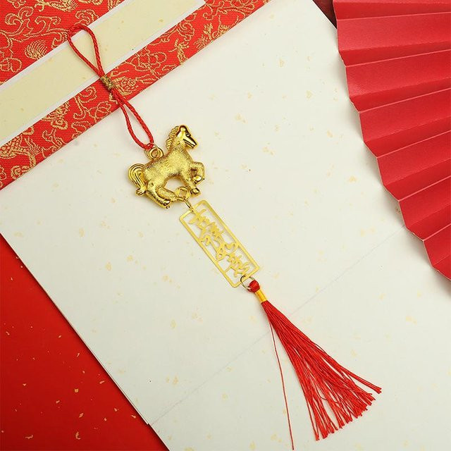 JOYINED VIP Chinesischer Neujahr Anhänger Pferd Gold Metallische Hausdekoration Glücksbringer - Bild 1