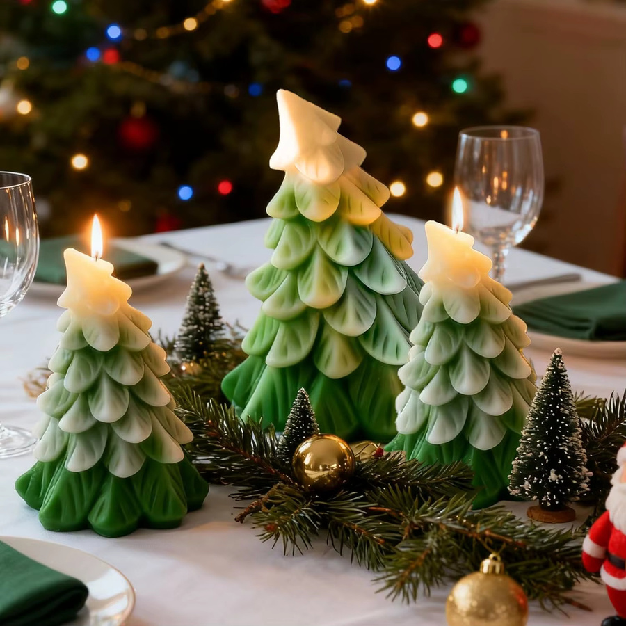 UDOCOOL Silikonform Weihnachtsbaum für DIY 3D Kerzen, Seife und Harz-Handarbeiten, Farbe: Grün - Bild 2