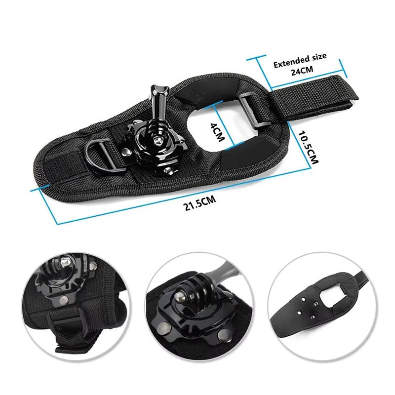 HONGDAK 360 Grad Rotations Handschlaufe Halterung für GoPro Hero 12 11 10 9 8 7 6 5 SJCAM Insta360 X2 X3 DJI Osmo in Schwarz - Bild 6