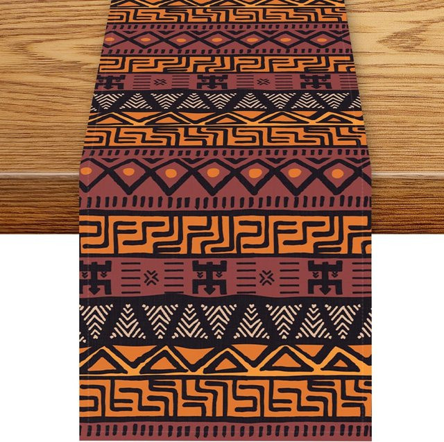 JINGYUE Pet Tischläufer mit afrikanischem Ethno-Design in Schwarz und Multicolour, B/H: 150 x 33 cm - Bild 1