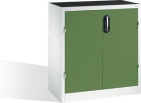 C+P Werkzeug-Beistellschrank aus Stahl mit 2 Böden und 3 Schubladen, Front Resedagrün und Korpus Lichtgrau, H: 100 cm, B: 93 cm, T: 50 cm - Bild 1