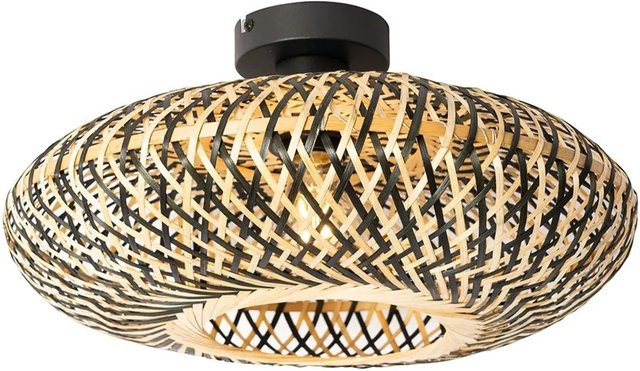 QAZQA Ostrava Orientalische Deckenlampe aus schwarzem Bambus und Stahl, Durchmesser: 40 cm, E27, dimmbar - Bild 1