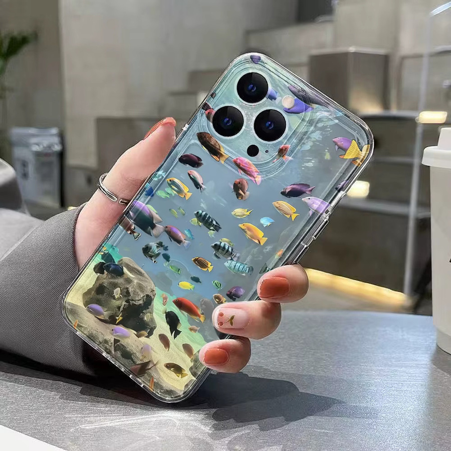 AKABEILA Handyhülle mit transparentem Fisch-Design aus weichem Silikon für iPhone 16 Pro Max, 15 Pro Max, 14, 13, 12 und 11, stoßfeste Silikon-Schutzhülle - Bild 2