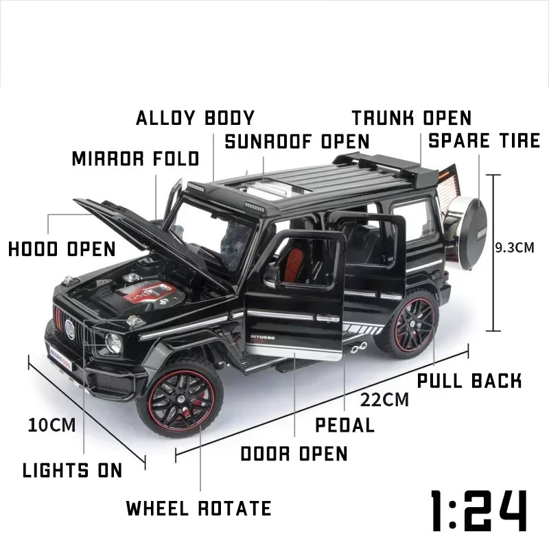 MINI AUTO G800 SUV, Auto-Modell, 1:24, Metall, mit Sound & Licht, Blau - Bild 2