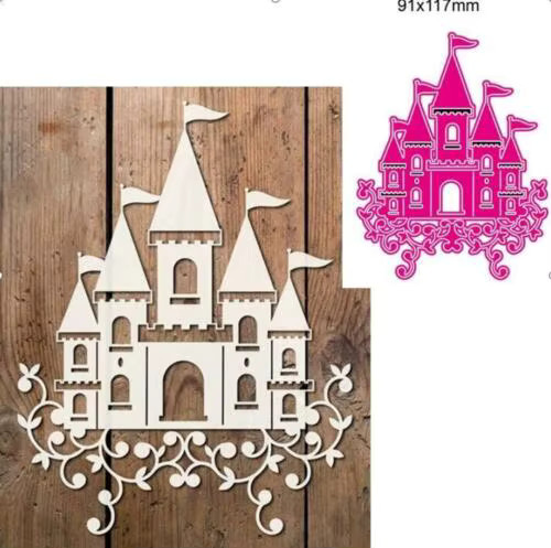 Metall-Schablonen Set Schloss Haus in Silber für Scrapbooking und Handwerk, Durchmesser: 24,0 cm - Bild 3