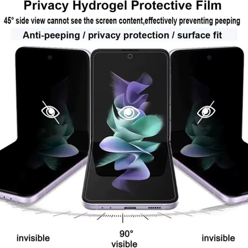3er-Pack Sichtschutz-Hydrogel-Displayschutz für Samsung Galaxy Z Flip 4 5 6 7 und Z Flip 3 FE, Anti-Spy Schutzfolie, transparent - Bild 3