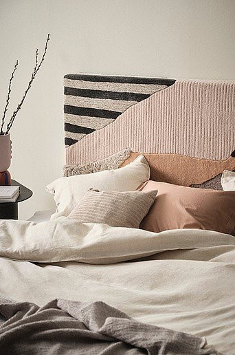 Jotex BOBO Kopfteil Polsterteil in Beige mit Streifen, Wandmontage, Breite: 160 cm, Höhe: 120 cm, Tiefe: 10 cm - Bild 1