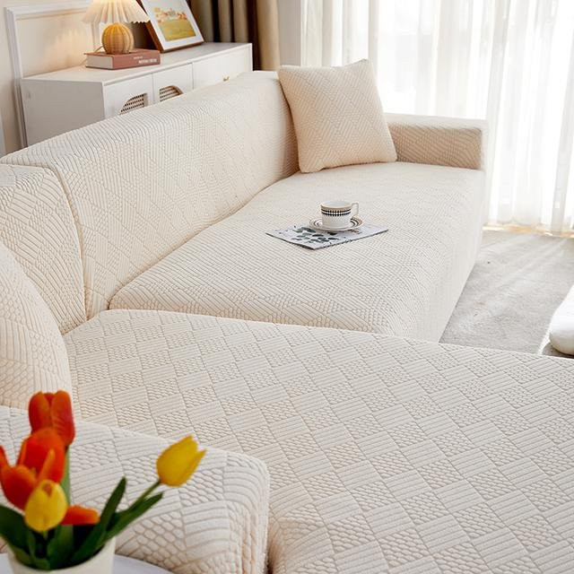 Airldianer Jacquard-Ecksofa-Schonbezug für 2-Sitzer, dehnbar und staubdicht, Farbe: Beige, Breite: 145-185 cm - Bild 1