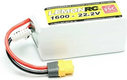 LemonRC LiPo Akku 22.2V 1600 mAh 6S 35C Softcase mit XT60 Anschluss in Weiß - Bild 1