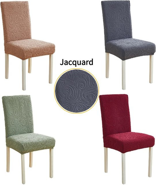 WANERQU Esszimmerstuhlbezug mit nordischem Blumenmuster in Grau, elastischer Jacquard-Stuhlüberzug für Wohnzimmer und Küche - Bild 1